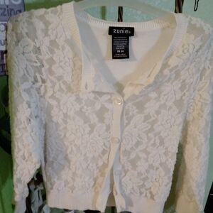 Zunie Little girls white sweater.